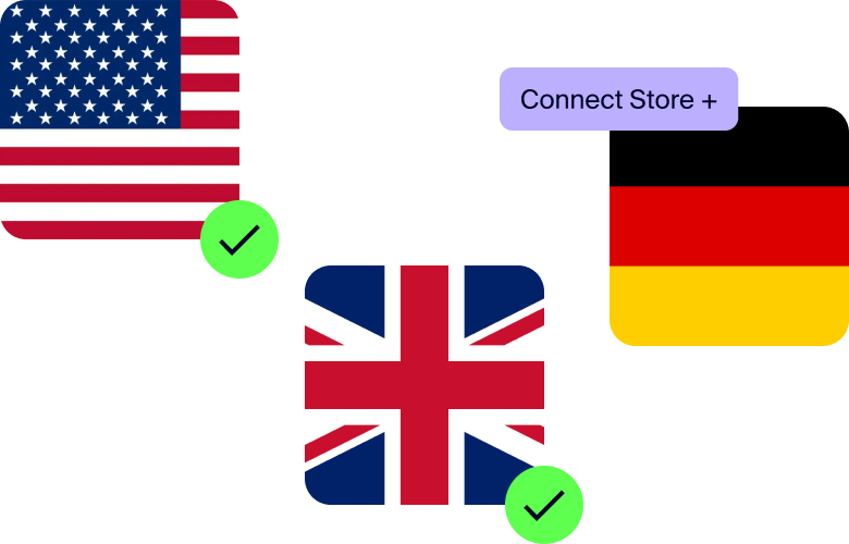 Flags representing connected Amazon stores